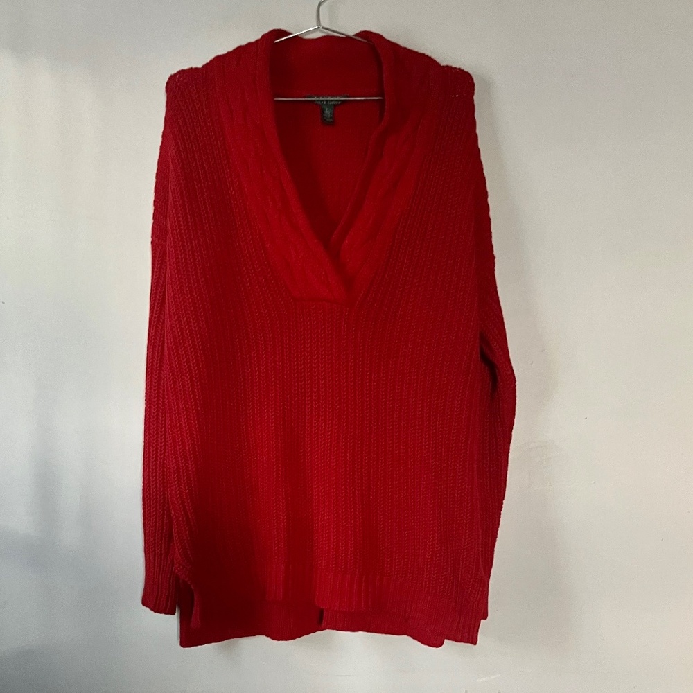 Lauren Ralph Lauren 100% cotton crimson red cable knit sweater
